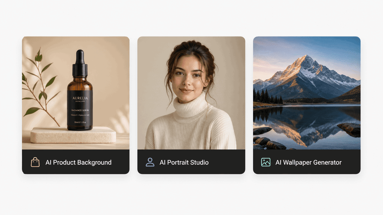 Preset tools for product backgrounds, portraits, and wallpapers