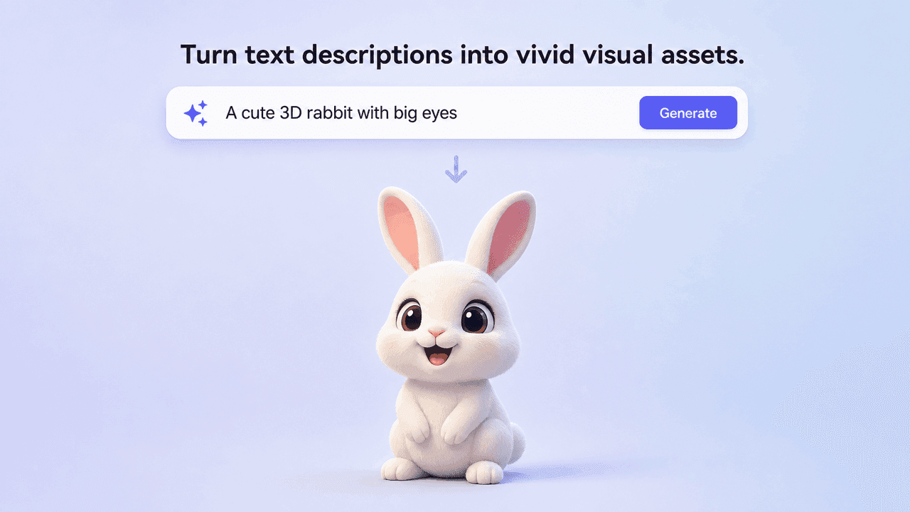 Text prompt generating a vivid 3D rabbit image