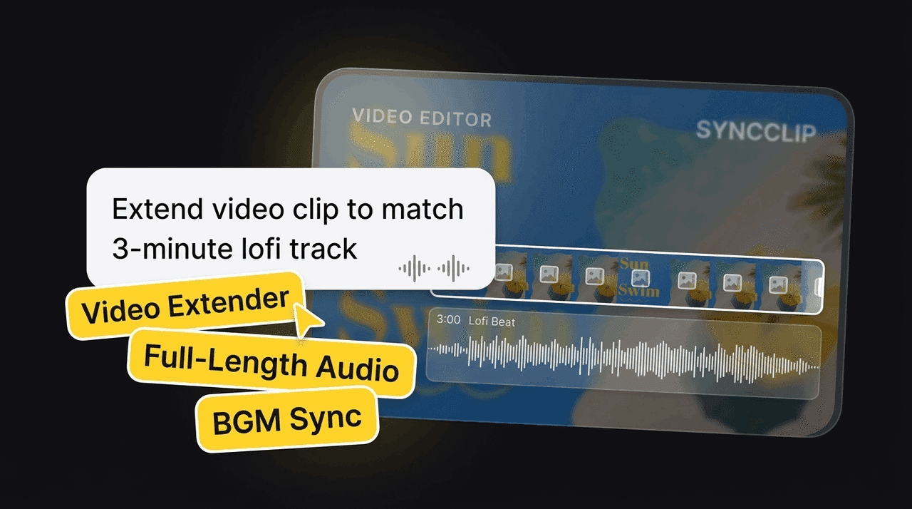 Video extender matching a video clip to a full-length audio track