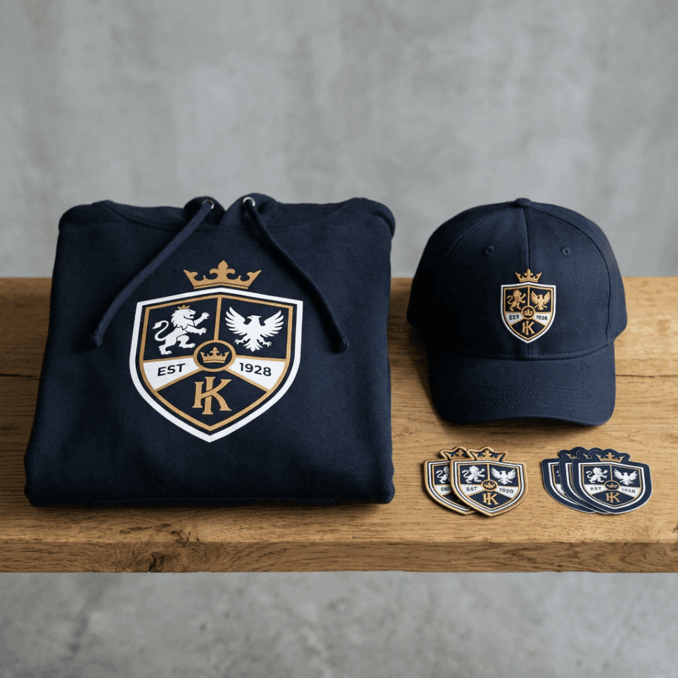 Merchandise-Design benutzerdefinierte Wappenanwendung