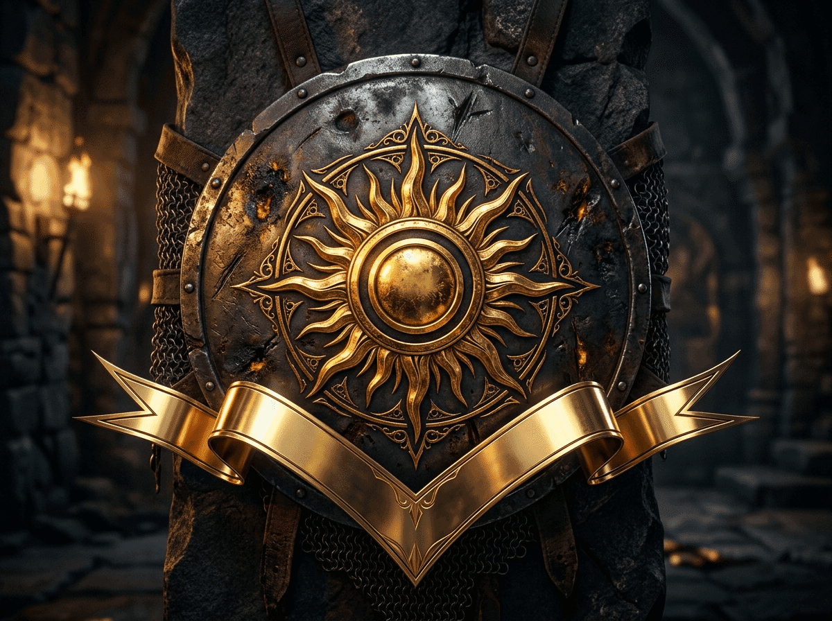 Goldene Sonne heraldisches Schild