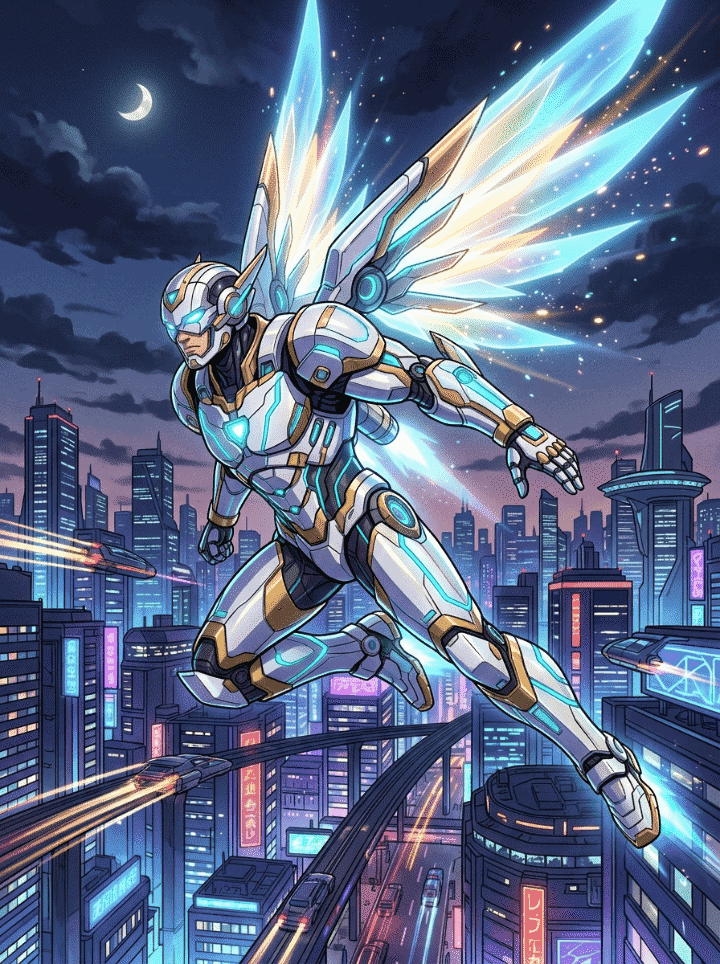 Der Anime Mecha Held Superhelden-Stil Vorlage