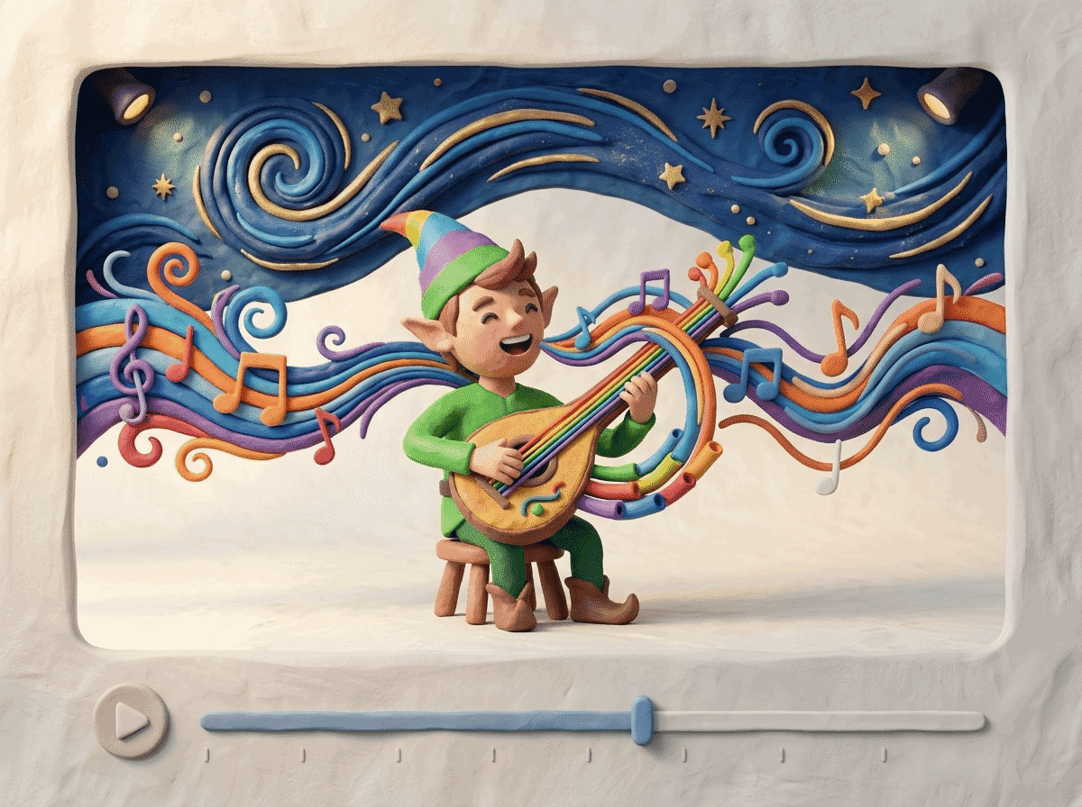 Animated video character with synchronized musical audio