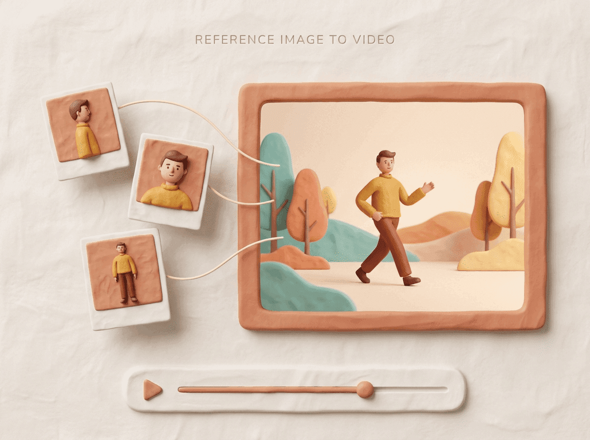 Reference character images guiding a consistent animated video